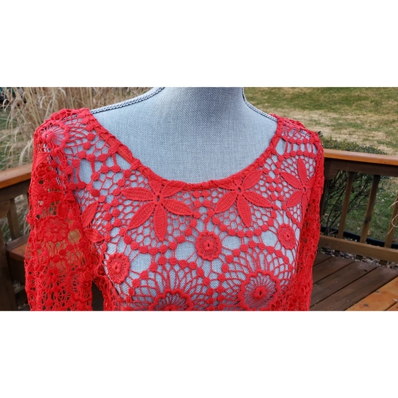 SOLD☆Crochet Lace Coachella Swimsuit Cover-up M - Picture 6 of 7